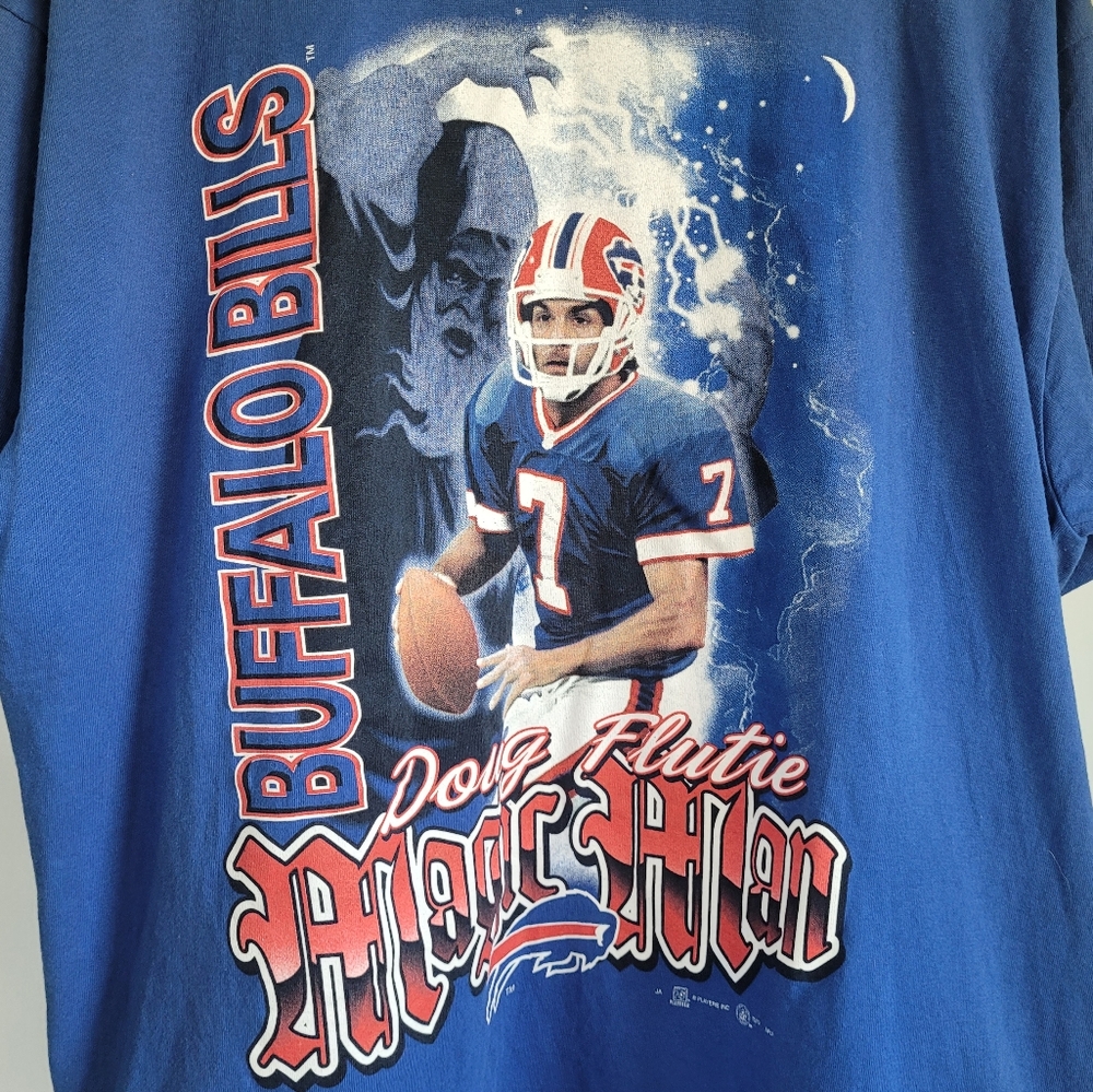 Vintage 90s Buffalo Bills Football Doug Flutie T Shirt Sport Attack Magic Man XL